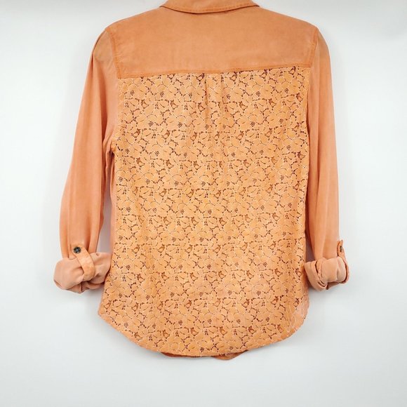 Jessica Simpson Forley Button Up Blouse Orange M - Picture 3 of 10